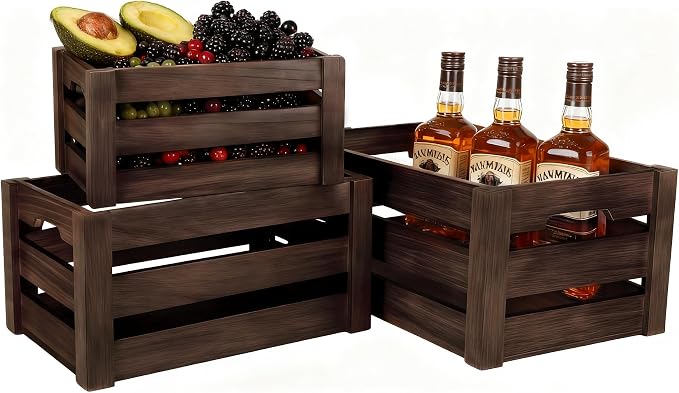 Rustic Wooden Storage Crates Set of 3 - Image 3