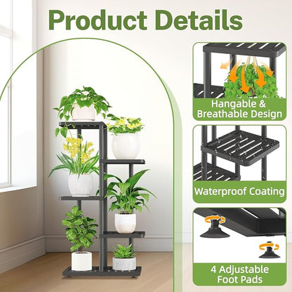 iDavosic.ly Plant Stand with Grow Light Indoor Outdoor, 4-Tier Tall Metal - Image 2