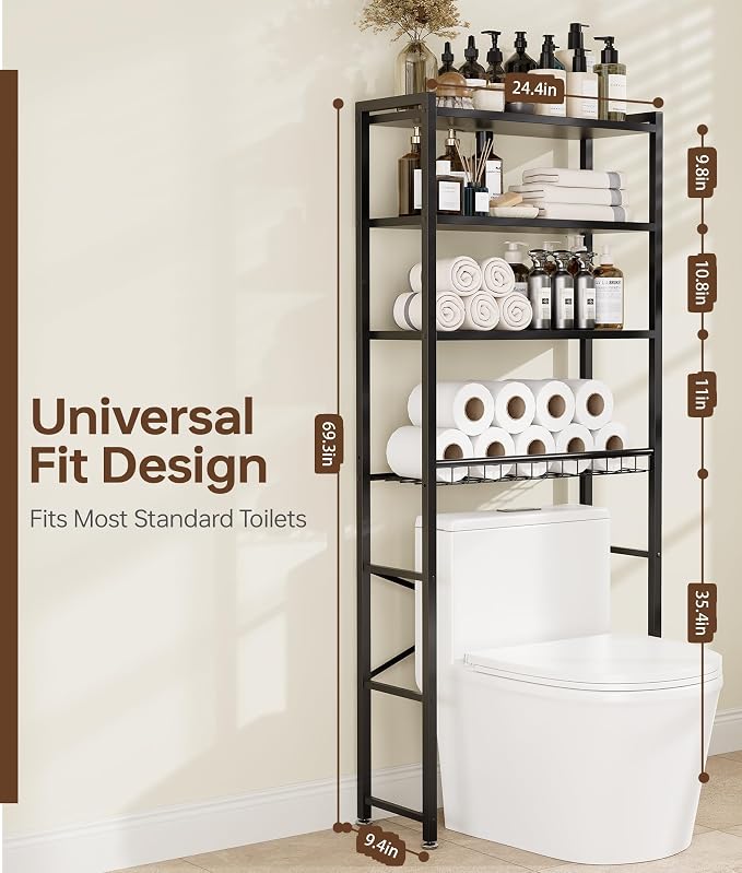 4-Tier Over-the-Toilet Storage Rack - Image 2