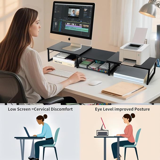OPNICE Dual Monitor Stand Riser, Desk Organizer - Image 5