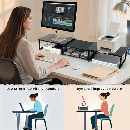 OPNICE Dual Monitor Stand Riser, Desk Organizer - Image 5