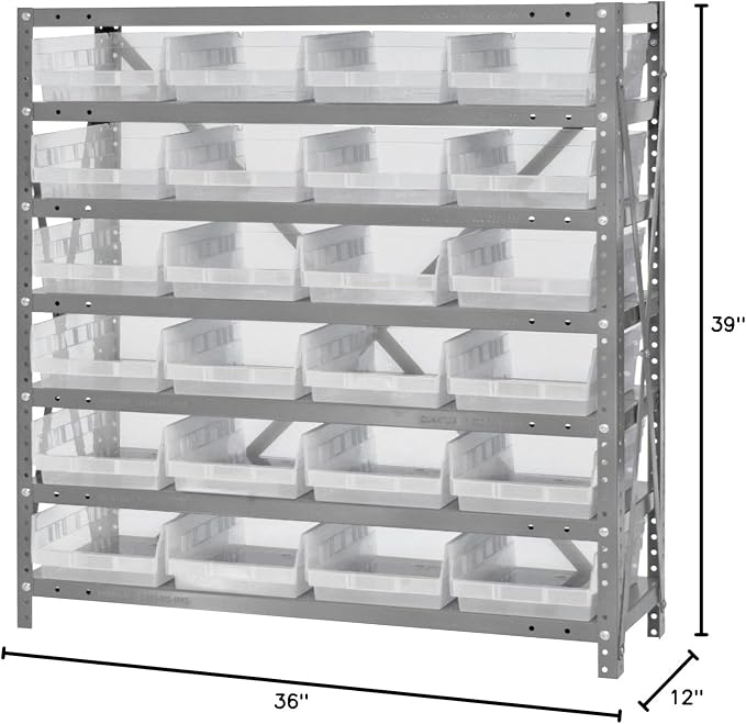 Quantum Storage Systems 1239-107CL Solid Heavy Duty 7 Shelves 24 Economy Clear - Image 2