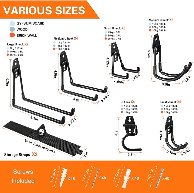 26 Pack Garage Hooks Heavy Duty Utility Steel - Image 2