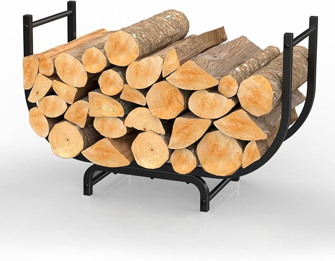 NANANARDOSO Curved Firewood Rack, 32 inches Powder Coated Wood Storage Rack by NANANARDOSO