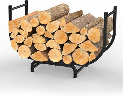 NANANARDOSO Curved Firewood Rack, 32 inches Powder Coated Wood Storage Rack by NANANARDOSO