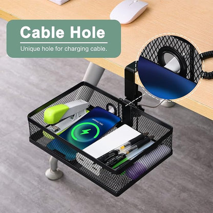 ROSLINE Under Desk Storage Organizer, Clamp on Drawer Basket, Hanging Storage - Image 4