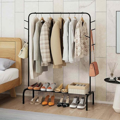 Giantex Clothes Rack for Hanging, 8 Hooks & Storage Shelf, Heavy-duty Metal by Giantex