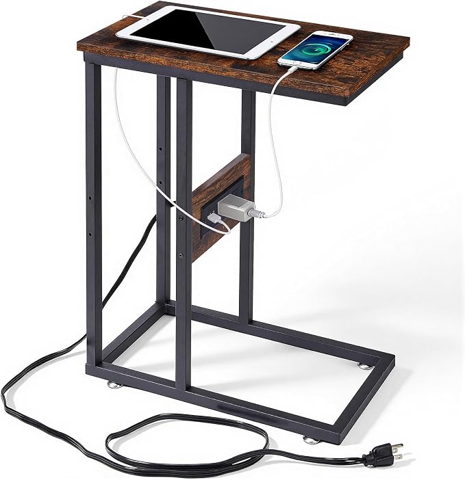 VECELO C Shaped End Side Table by VECELO