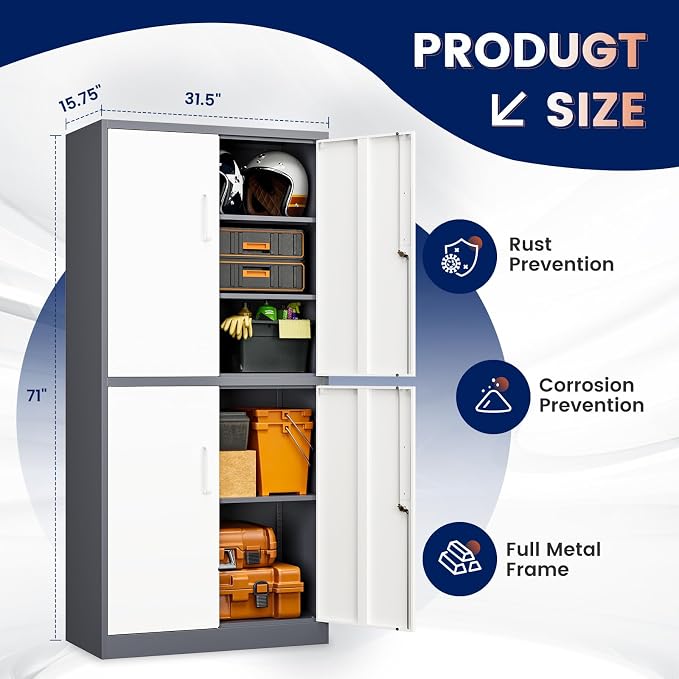 Yizosh Metal Storage Locking Cabinet - Image 4