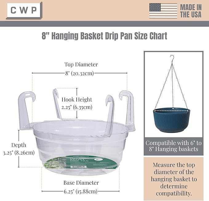 Curtis Wagner Plastics Hanging Basket Drip Pans | Clear, Round Hanging Plant - Image 2