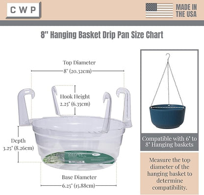 Curtis Wagner Plastics Hanging Basket Drip Pans | Clear, Round Hanging Plant - Image 2