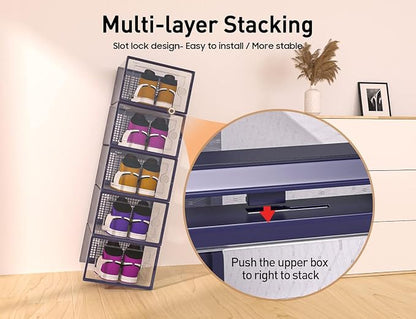 Kuject X-Large Shoe Storage Boxes 12 Pack, Entryway & Under-Bed Storage - Image 3