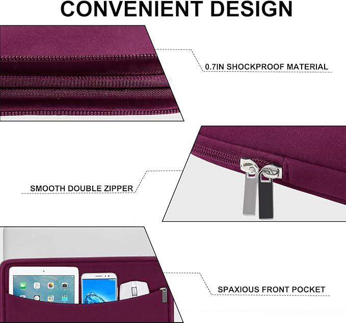 Laptop Case 15.6 inch, Shockproof Protective Laptop Cover Carrying Computer Bag - Image 3
