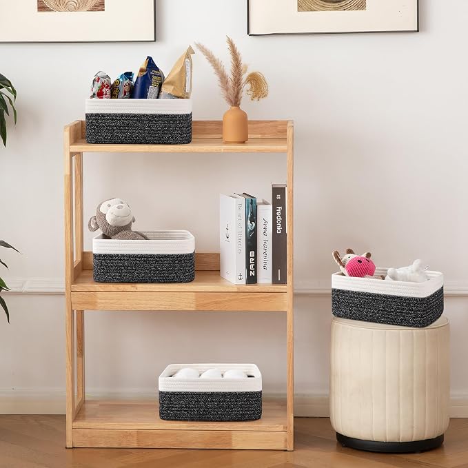 OIAHOMY 4 Pack Storage Baskets for Organizing, Small Bins for Shelves, Cute - Image 6