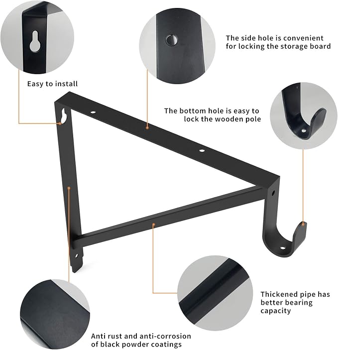 Heavy Duty Closet Rod & Shelf Brackets Clothes Hanger Pole Support Bracket - Image 4