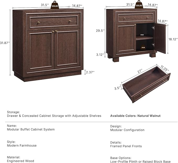 ACCOHOHO Modern Farmhouse Buffet Cabinet, Modular Storage Cabinet - Image 2