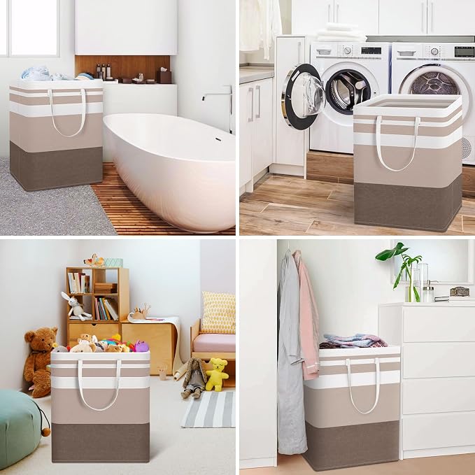 HomeHacks 2-Pack Large Laundry Basket, Waterproof, Freestanding Laundry Hamper - Image 6