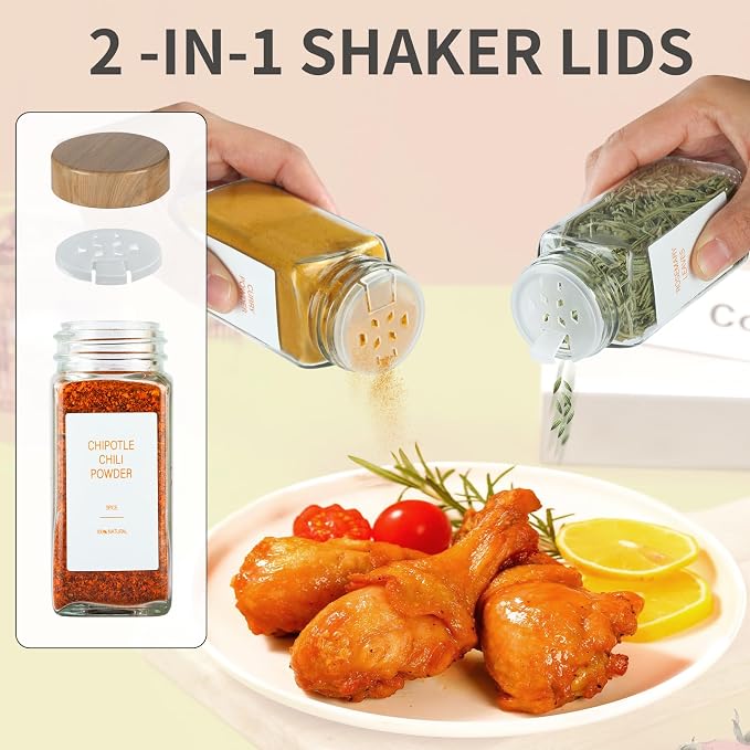Spice Jars with Label，4oz Seasoning Containers, Glass Spice Bottles with Shaker - Image 6