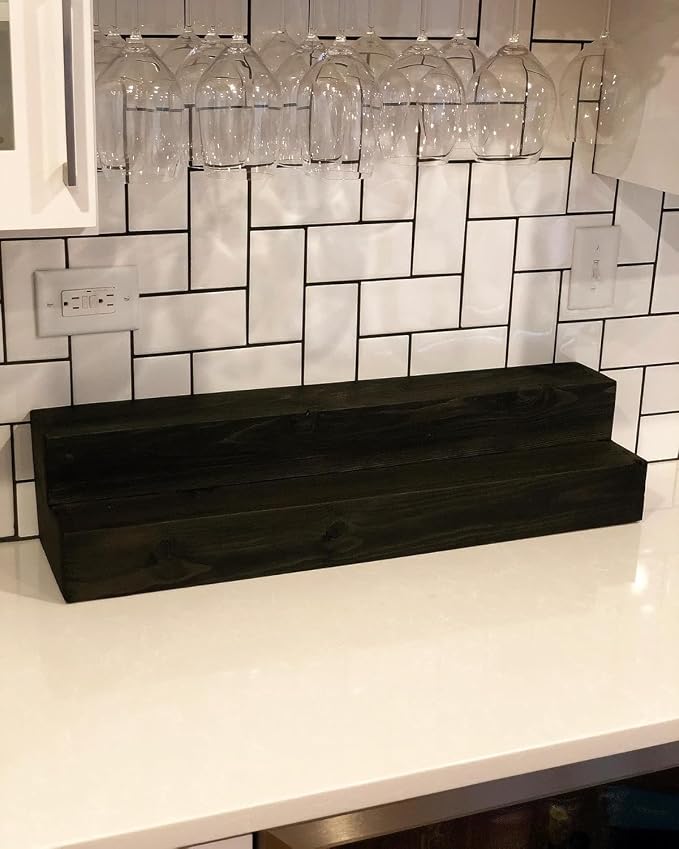 Tiered Bottle Shelf | 2 Tier Liquor Bottle Display | Bar Organization | Display - Image 9