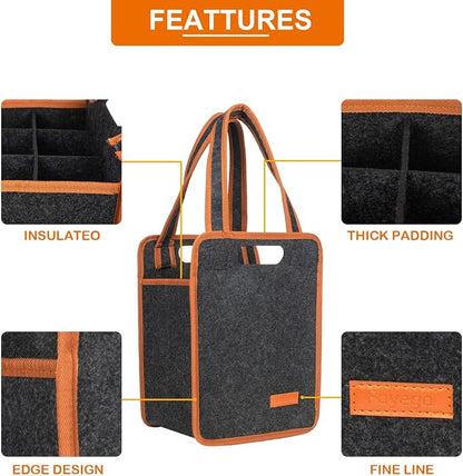 6 Bottle Wine Tote Bag, Insulated Thermal Padded Wine Carrier Tote, Reusable - Image 3
