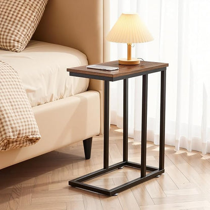 VECELO C Shaped End Side Table for Sofa Couch and Bed Snack TV Tray for Living - Image 7