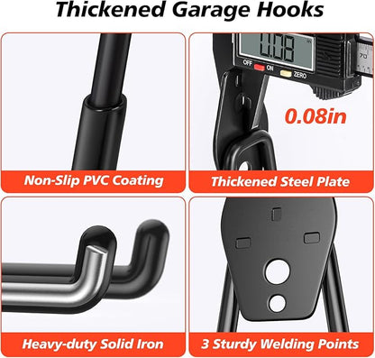 20 Pack Heavy Duty Garage Hooks, Solid Steel Wall Mount Hangers, - Image 3