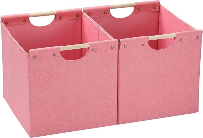HOONEX Large Foldable Storage Bins, Linen Fabric, Storage Baskets by HOONEX