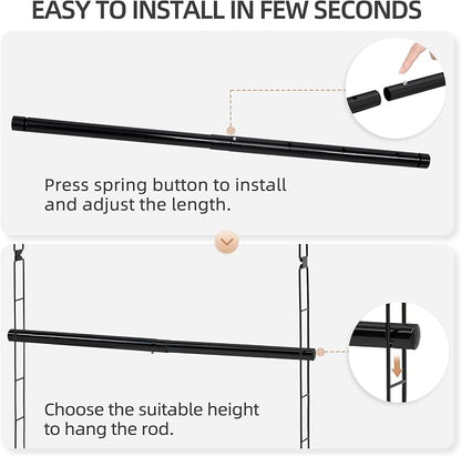 STORAGE MANIAC Hanging Closet Rod, Adjustable Width and Height Closet Hanging - Image 4