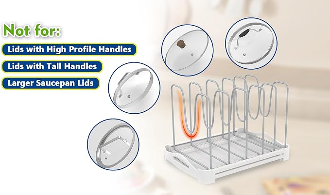 EVERIE Adjustable Bakeware Organizer Pot Lid Holder Rack - Image 6