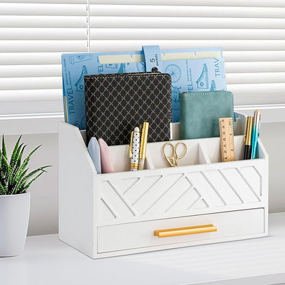 dreampossible white Wood Desk Organizer and Accessories - Image 7