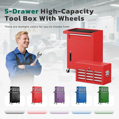 Greenvelly Tool Chest, 5-Drawer Rolling Tool Chest - Image 9