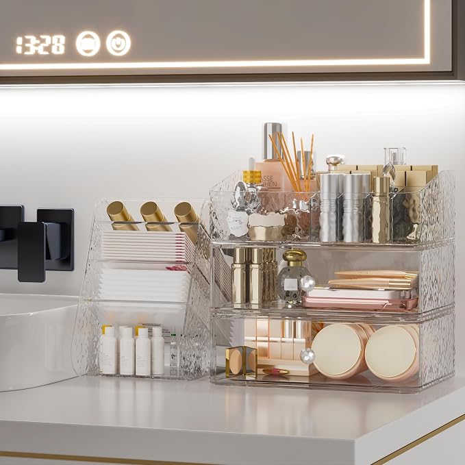 Makeup Organizer with Brush Holder Plastic Makeup Drawers - Image 9