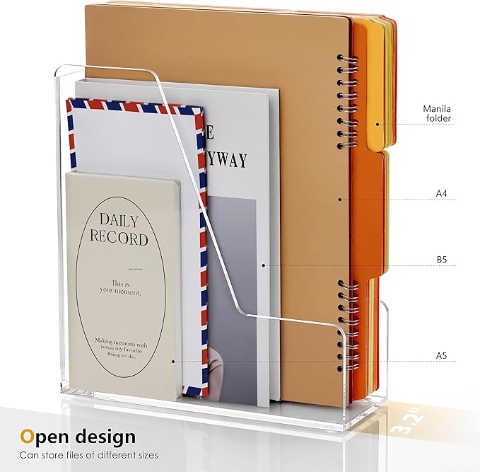 SANRUI 2-Pack Acrylic Magazine File Holder Desk Organizer Magazine Rack - Image 2
