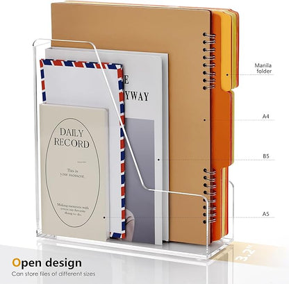 SANRUI 2-Pack Acrylic Magazine File Holder Desk Organizer Magazine Rack - Image 2