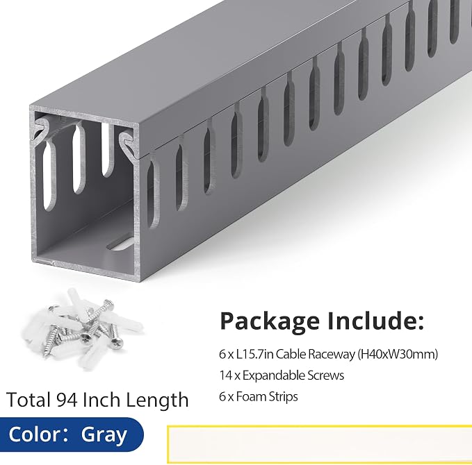 94.5in Professional Server Rack Cable Management Raceway, H1.6in x W1.2in Cable - Image 4