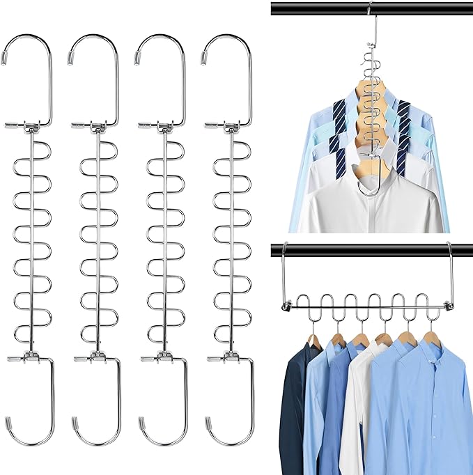 KLEVERISE 12 Pack Metal Space Saving Hangers, Stainless Steel Hangers, Magic by Chicwe