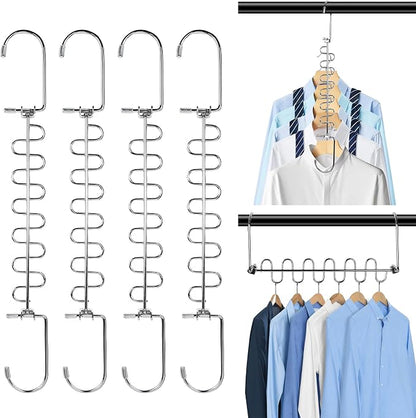 KLEVERISE 4 Pack Metal Space Saving Hangers, Stainless Steel Hangers Space by Chicwe