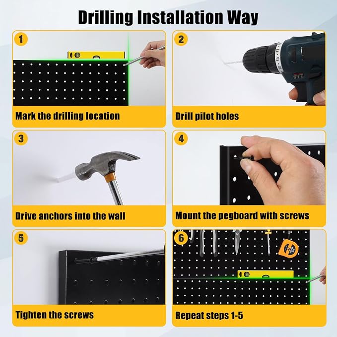 PBHEPJ 6 Pcs Metal Pegboard Panels, Heavy Duty Peg Boards - Image 9