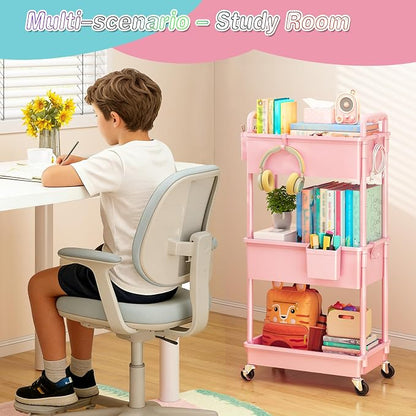 SUNALLY Baby Diaper Caddy Cart, 3 Tier Rolling Diaper Cart - Image 5
