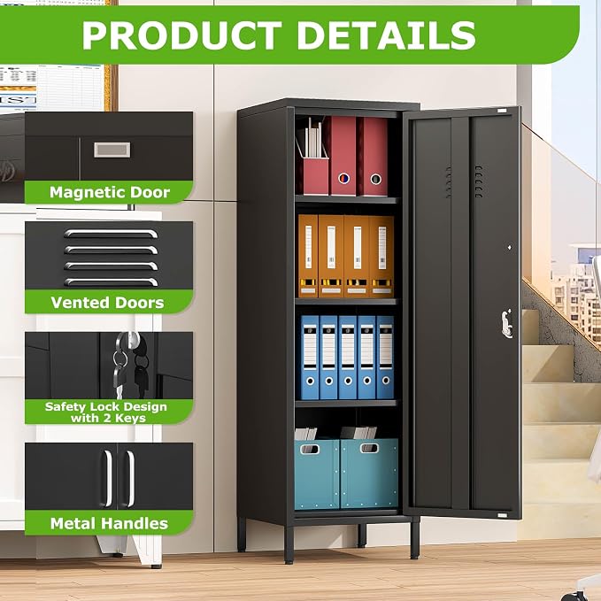 PAOFIN 47" Metal Storage Locker, Lockable Employees Metal Locker - Image 6