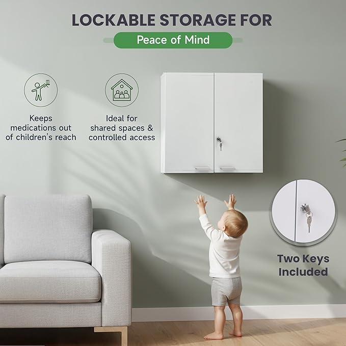 Large Locking Medicine Cabinet, 11 Shelves, Wall Mounted | Ample Med Storage - Image 6