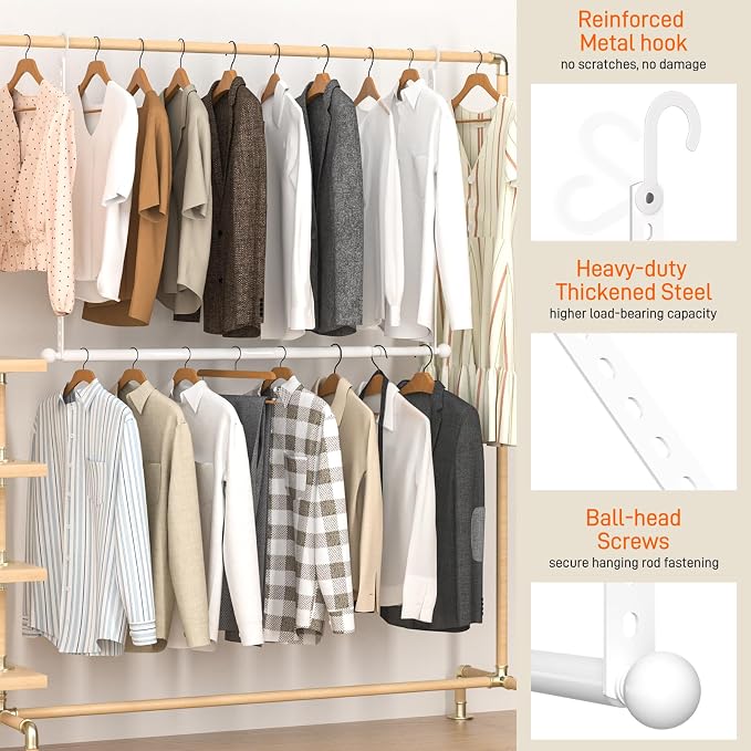 SUTINE Closet Rods for Hanging Clothes, Adjustable Metal Closet Extender - Image 3