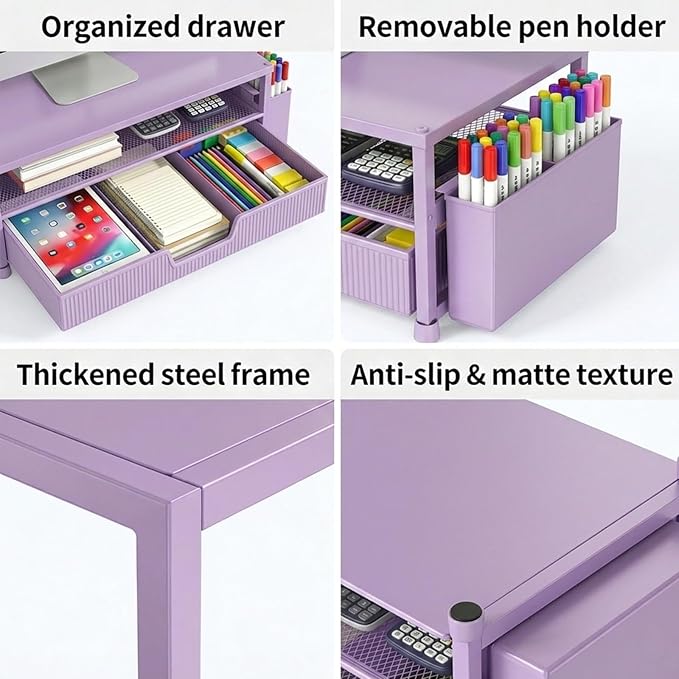 ECOLOVI Desk Organizer and Accessories, 2-Tier Computer Monitor Stand Rise - Image 3