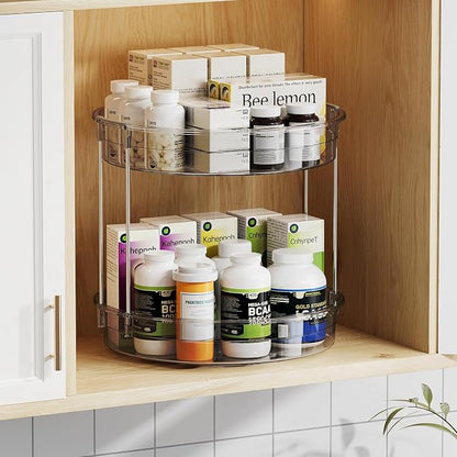 LAMU 2 Pack 2 Tier Lazy Susan Turntable Organizer 12'' Rotating Spice Rack - Image 6
