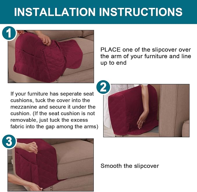 Turquoize 2 Pack Waterproof Armrest Covers - Image 7