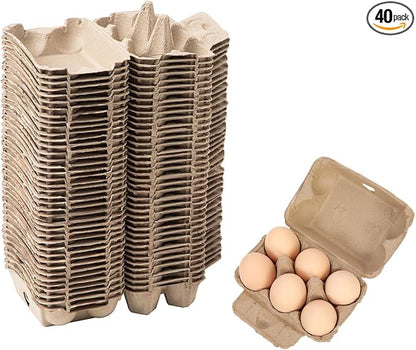 40 Pack Egg Cartons Bulk, 2x3 Style Reusable Empty Natural Paper Pulp Egg by Unknown