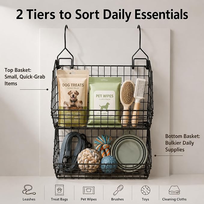 2-Tier Dog Storage Organizer, Metal Hanging Closet Organizer - Image 2