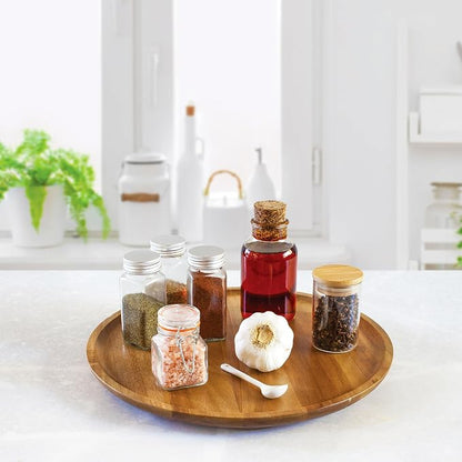 TB Home Acacia Wood Lazy Susan Organizer Kitchen Turntable - Image 6