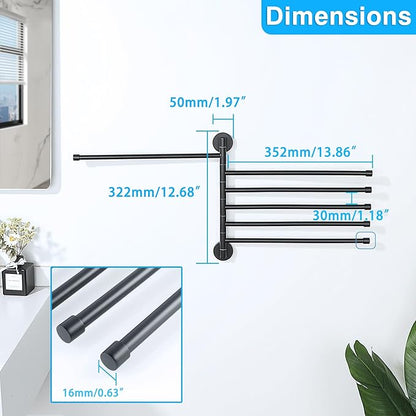 Alise Swivel Towel Rack, Folding 6 Arms Hand Towel Bars Towel Hanger - Image 2