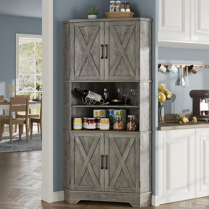 Corner Cabinet, 6-Tier Corner Food Pantry Hutch - Image 3
